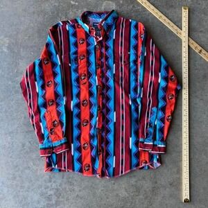 90s wrangler western aztec button down